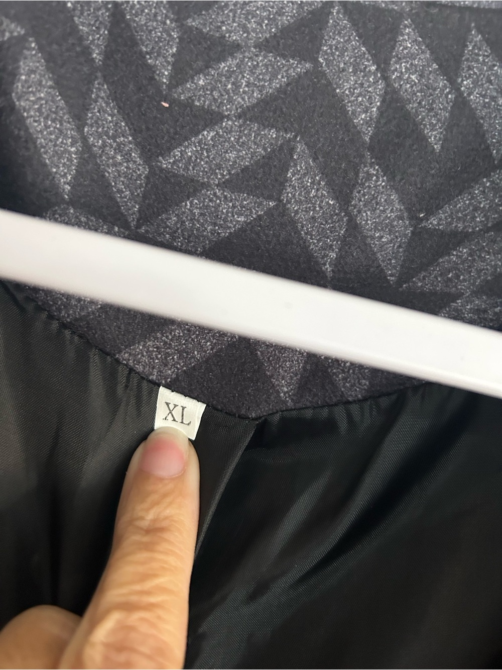 Men's Patterned Gray Overcoat Jacket - Classic Single-Button - Picture 3 of 4